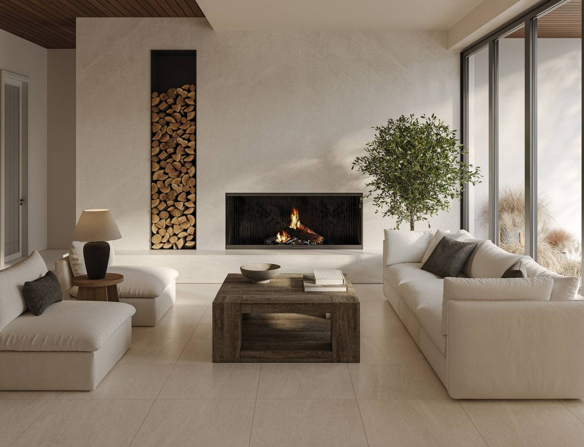 Bedrosians - Magnifica The Thirties - 30&quot; x 30&quot; Glazed Porcelain Tile - Basalt Cream Honed Installed