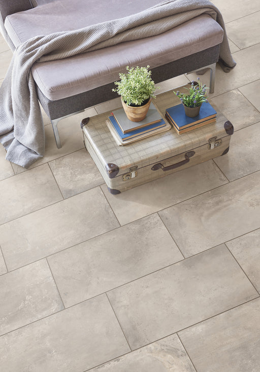 Bedrosians - +One 12 in. x 24 in. Matte Porcelain Field Tile - Greige Installed