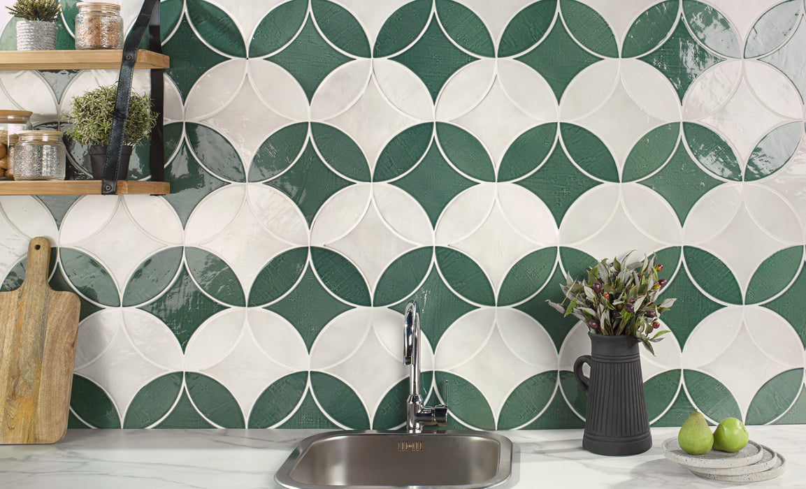 Bedrosians - Legacy 3" x 8" Glossy Petal Porcelain Tile - Lagoon Installed