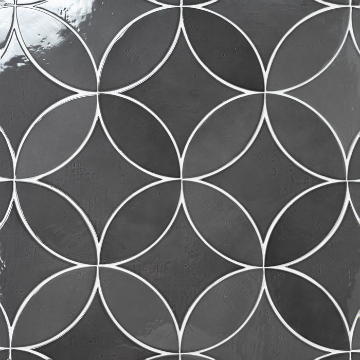 Bedrosians - Legacy 6.5" x 6.5" Glossy Kite Porcelain Tile - Charcoal 2