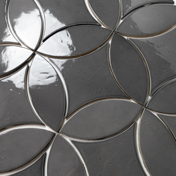 Bedrosians - Legacy 3" x 8" Glossy Petal Porcelain Tile - Charcoal installed 2