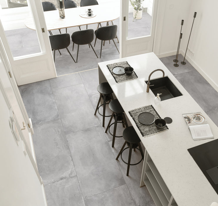 Bedrosians - +One 24 in. x 48 in. Matte Porcelain Field Tile - Ash Installed