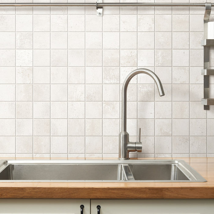 Bedrosians - +One 2 in. x 2 in. Matte Porcelain Square Mosaic - Chalk Installed