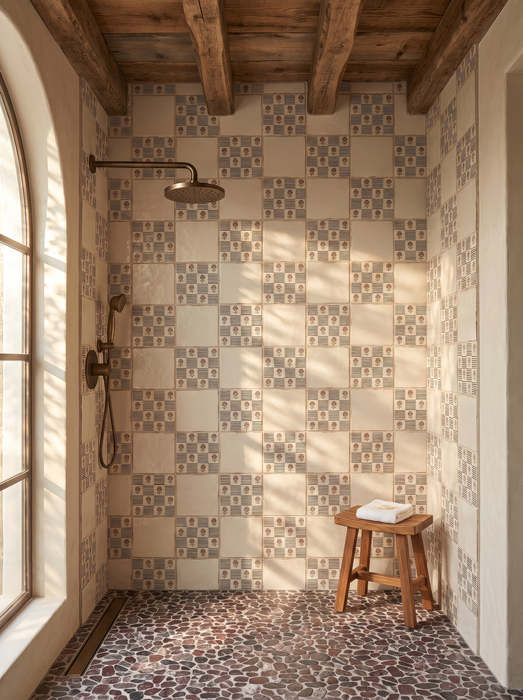 Bedrosians - Palmetto - 6 in. x 6 in. Glazed Ceramic Terracotta Tile - Bloom Installed 2