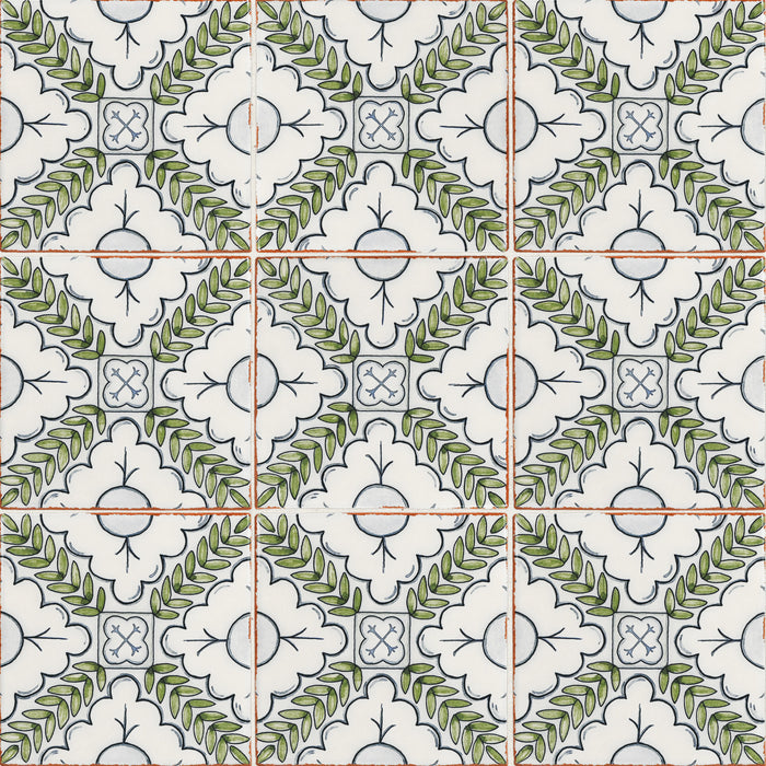 Bedrosians - Palmetto - 6 in. x 6 in. Glazed Ceramic Terracotta Tile - Verdant 2