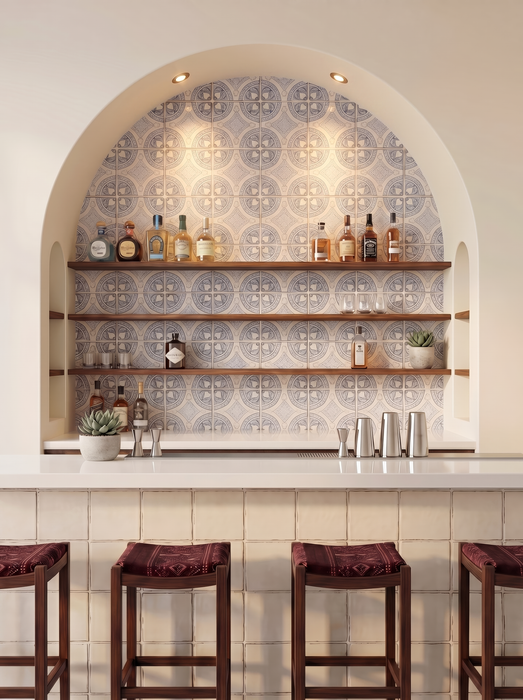 Bedrosians - Palmetto - 6 in. x 6 in. Glazed Ceramic Terracotta Tile - Cotton Installed