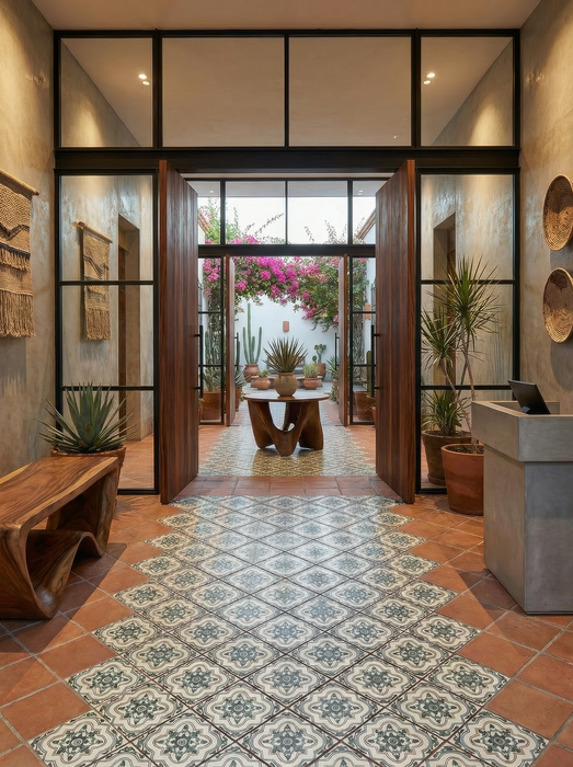 Bedrosians - Palmetto - 6 in. x 6 in. Glazed Ceramic Terracotta Tile - Estrella Installed 2
