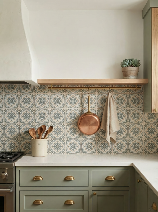 Bedrosians - Palmetto - 6 in. x 6 in. Glazed Ceramic Terracotta Tile - Estrella installed 3
