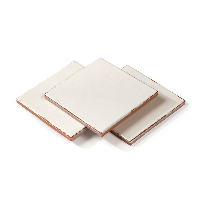 Bedrosians - Palmetto - 6 in. x 6 in. Glazed Ceramic Terracotta Tile - Cotton Stacked