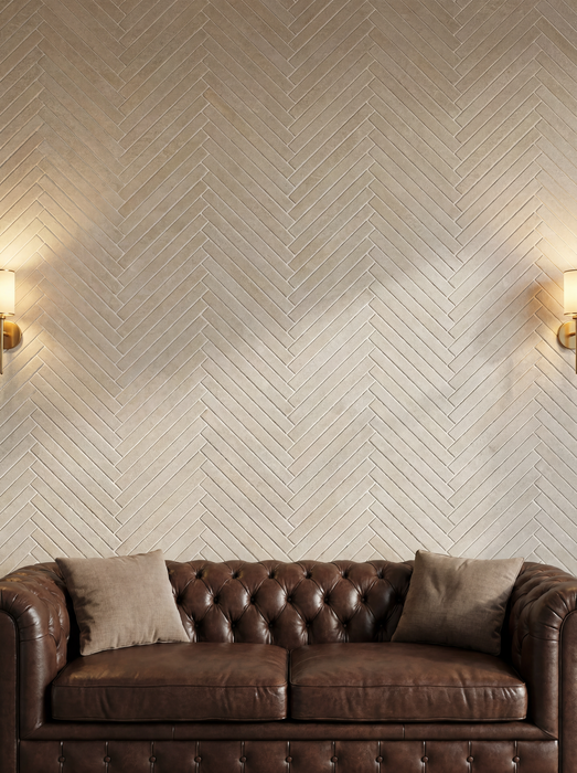 Bedrosians - Trulli - 1.5 in. x 15 in. Glazed Matte Porcelain Field Tile - Avorio Installed