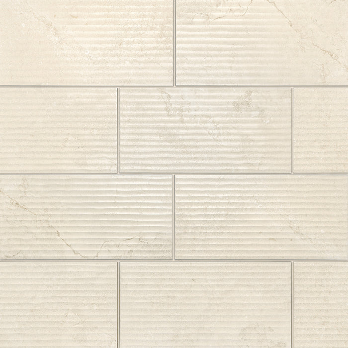 Bedrosians - Lunaris Collection - 12" x 24" Fluted Deco Wall Tile - Beige