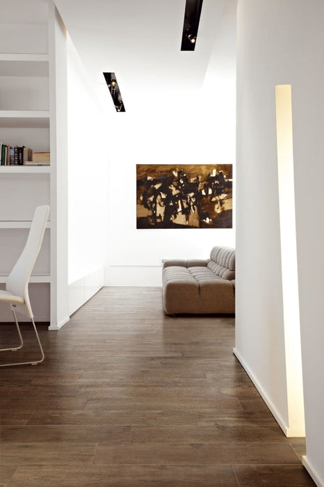 Elysium - Selection Oak Series - 8 in. x 48 in. Matte Porcelain Tile - Brown floor installation