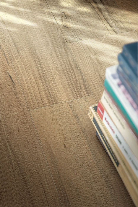 Elysium - Planches 8 in. x 48 in. Porcelain Tile - Noisette floor installation