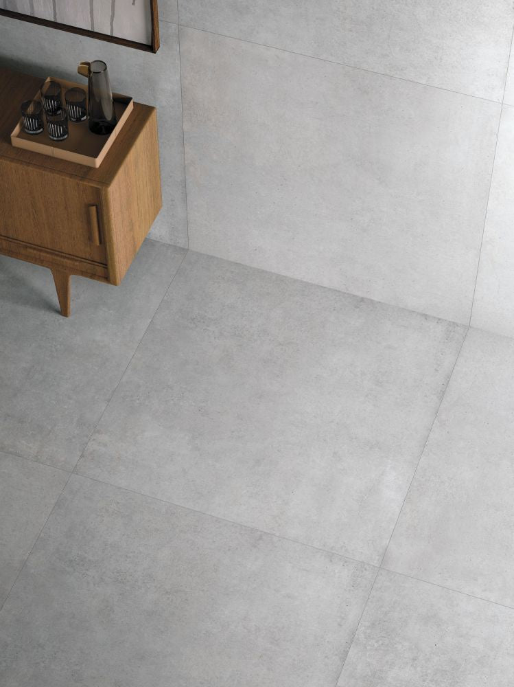 Elysium - Plain Series - 30 in. x 30 in. Matte Rectified Porcelain Tile - Cinder floor and wall installation