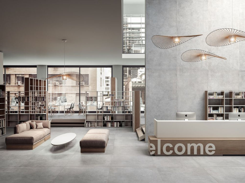 Elysium - Plain Series - 30 in. x 30 in. Matte Rectified Porcelain Tile - Cinder floor installation