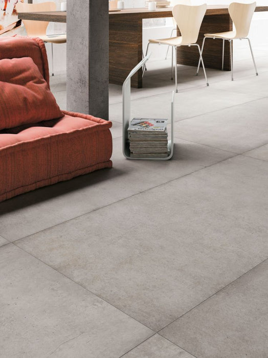 Elysium - Plain Series - 30 in. x 60 in. Matte Rectified Porcelain Tile - Nickel floor installation