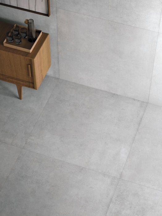 Elysium - Plain Series - 48 in. x 48 in. Matte Rectified Porcelain Tile - Cinder floor and wall installation