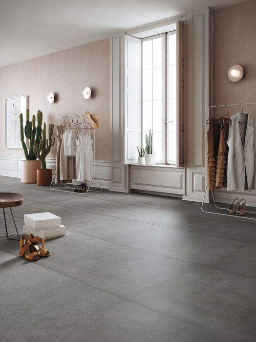 Elysium - Plain Series - 48 in. x 48 in. Matte Rectified Porcelain Tile - Iron floor installation