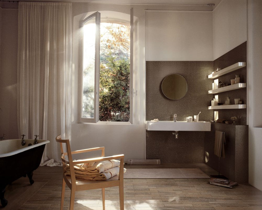 Elysium - Selection Oak Series - 6 in. x 36 in. Matte Porcelain Tile - Amber floor installation