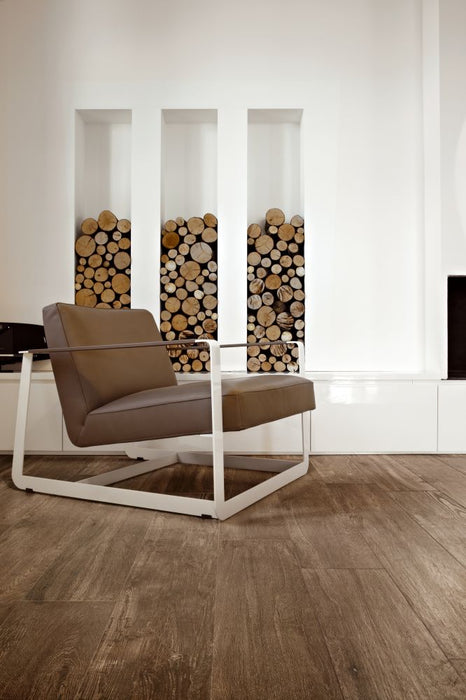 Elysium - Selection Oak Series - 6 in. x 36 in. Matte Porcelain Tile - Brown floor installation