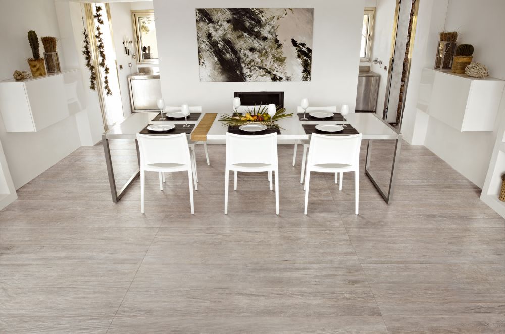 Elysium - Selection Oak Series - 6 in. x 36 in. Matte Porcelain Tile - Grey floor installation