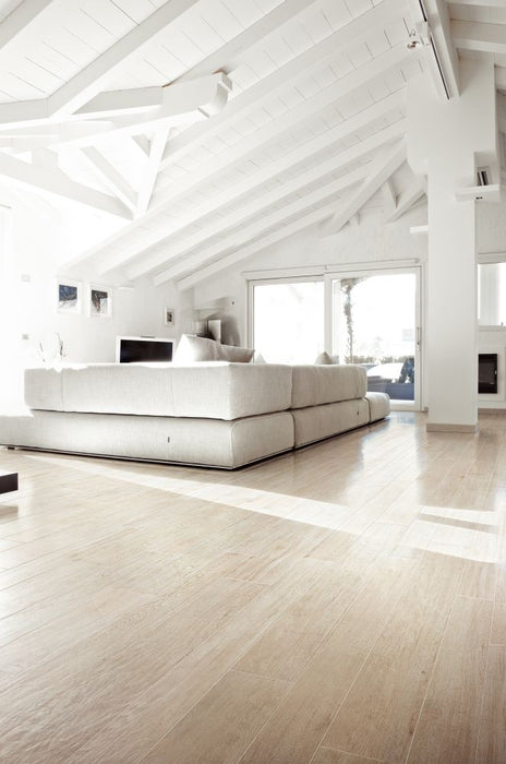 Elysium - Selection Oak Series - 6 in. x 36 in. Matte Porcelain Tile - White floor installation
