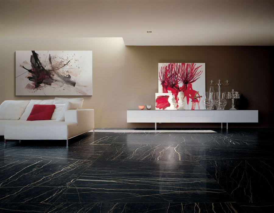 Elysium - Prexious - 24 in. x 48 in. Matte Rectified Porcelain Tile - Thunder Night floor installation