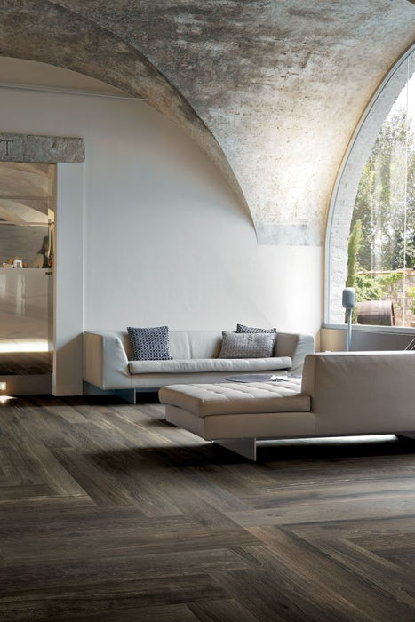 Elysium - Planches 6 in. x 36 in. Porcelain Tile - Choco floor installation