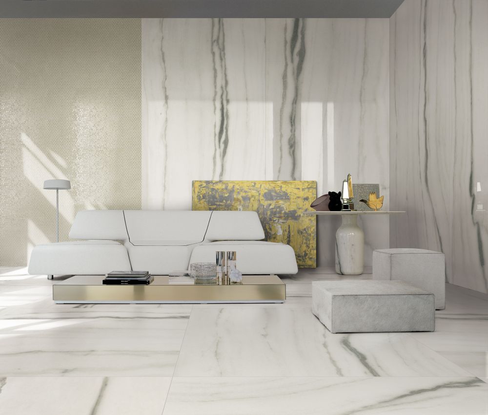 Elysium - Prexious - 24 in. x 48 in. Matte Rectified Porcelain Tile - White Fantasy floor and wall installation