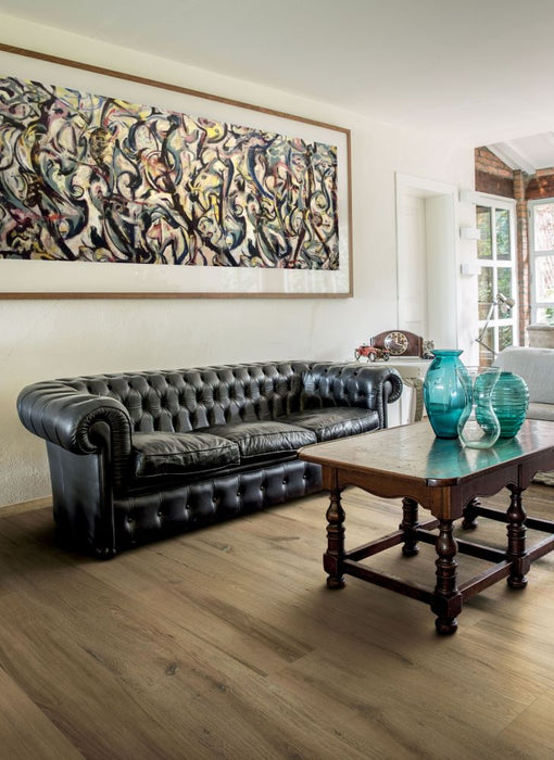 Elysium - Planches 8 in. x 71 in. Porcelain Tile - Noisette floor installation