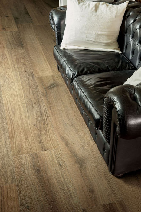 Elysium - Planches 8 in. x 71 in. Porcelain Tile - Noisette floor installation