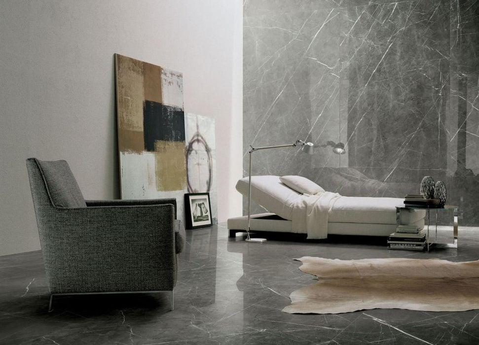 Elysium - Prexious - 24 in. x 48 in. Glossy Rectified Porcelain Tile - Charming Amber floor and wall installation
