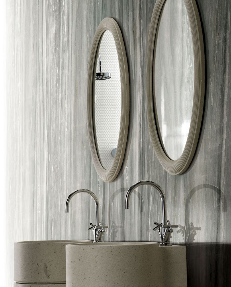 Elysium - Prexious - 24 in. x 48 in. Matte Rectified Porcelain Tile - Pearl Attraction wall installation