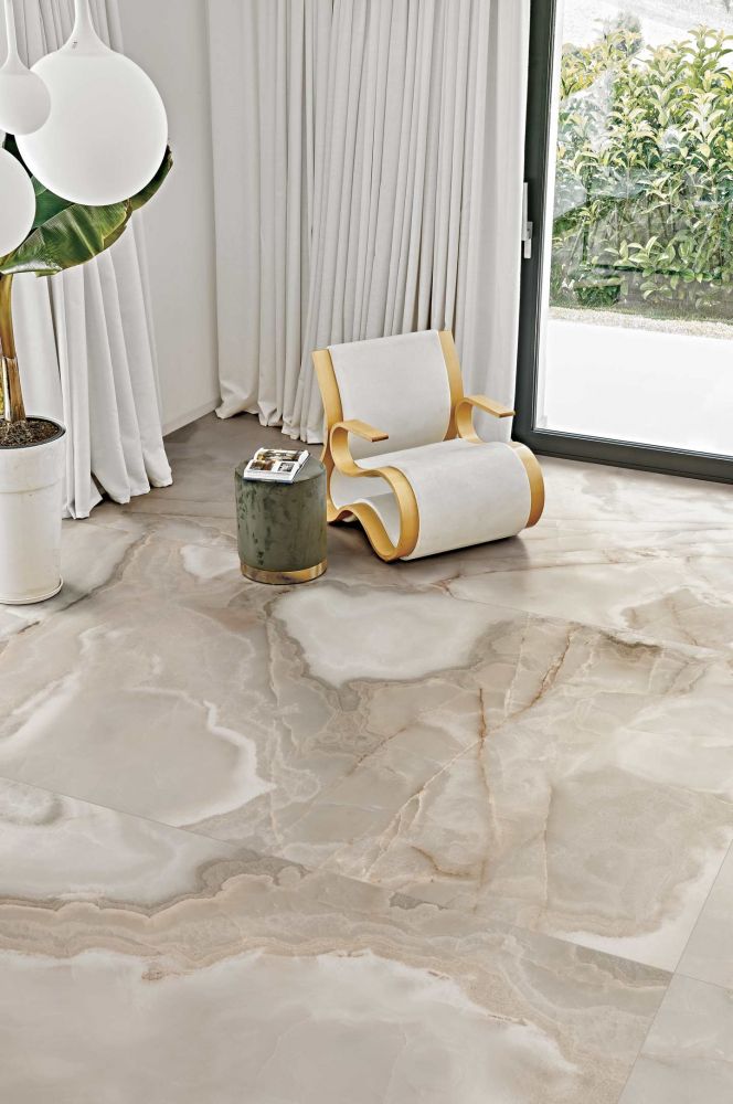 Elysium - Reves Series - 24 in. x 48 in. Glossy Rectified Porcelain Tile - Noisettte floor installation