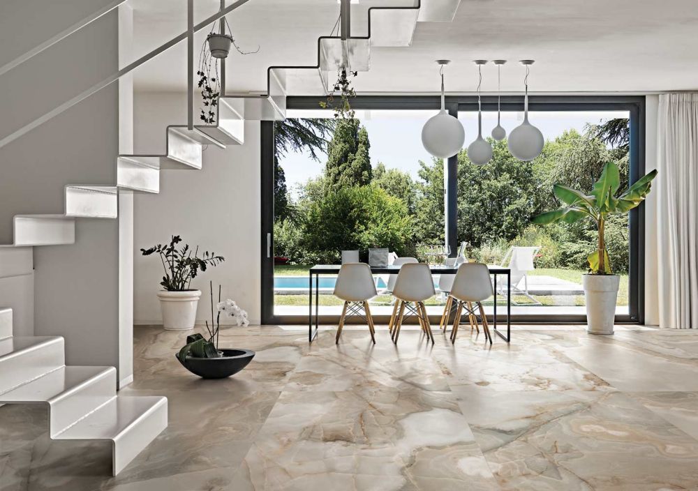 Elysium - Reves Series - 24 in. x 48 in. Glossy Rectified Porcelain Tile - Noisettte floor installation