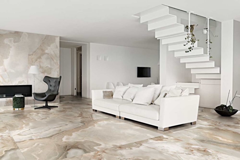 Elysium - Reves Series - 24 in. x 48 in. Glossy Rectified Porcelain Tile - Noisettte floor installation