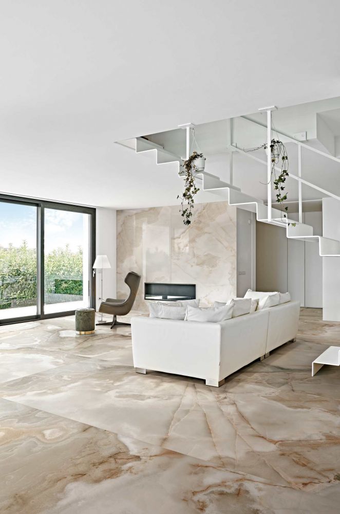 Elysium - Reves Series - 24 in. x 48 in. Glossy Rectified Porcelain Tile - Noisettte floor installation