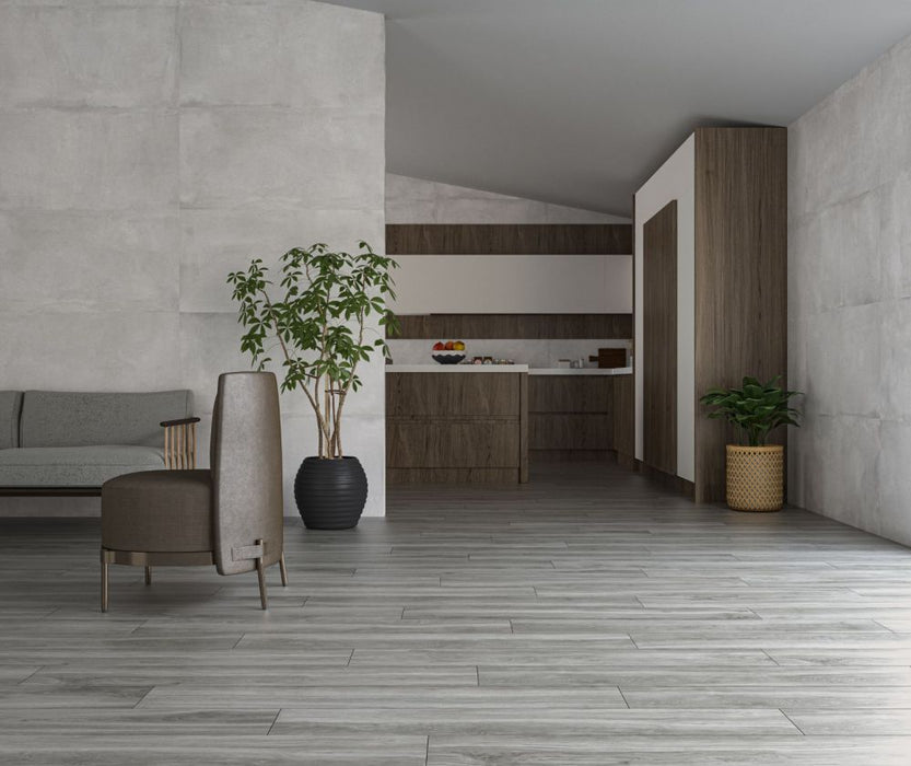 Elysium - Helsinki 10 in. x 60 in. Porcelain Tile - Perla floor installation