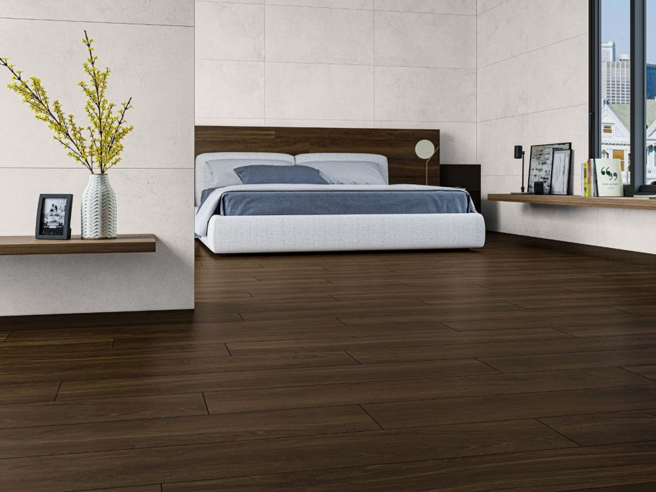 Elysium - Helsinki 10 in. x 60 in. Porcelain Tile - Encina floor installation