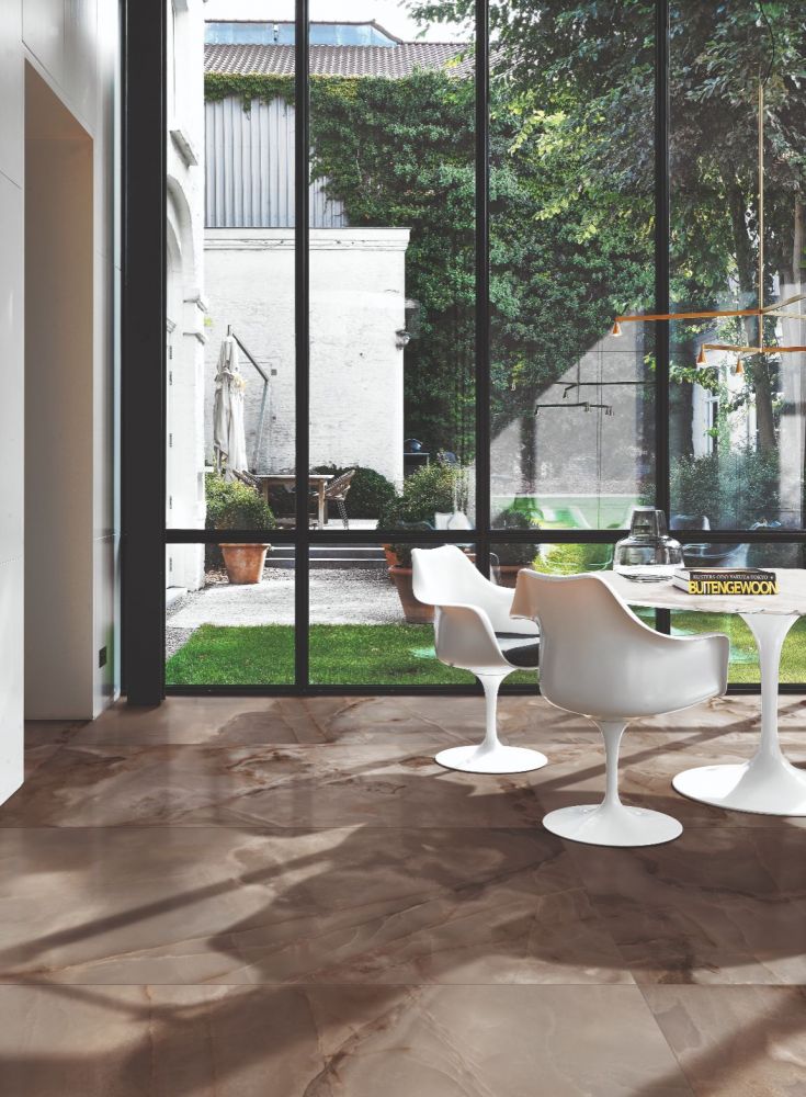 Elysium - Reves Series - 24 in. x 48 in. Glossy Rectified Porcelain Tile - Choco floor installation