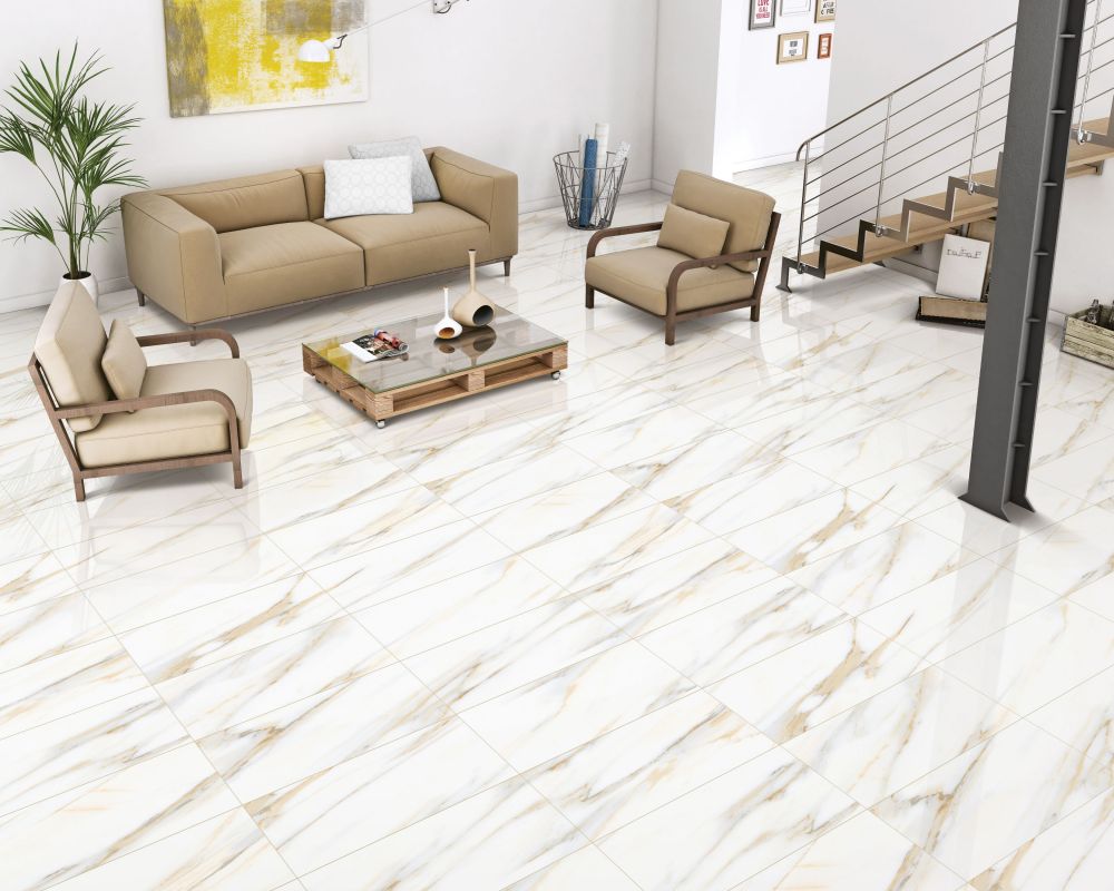 Elysium - AGL 12 in. x 24 in. Polished Rectified Porcelain Tile - Calacatta Gold