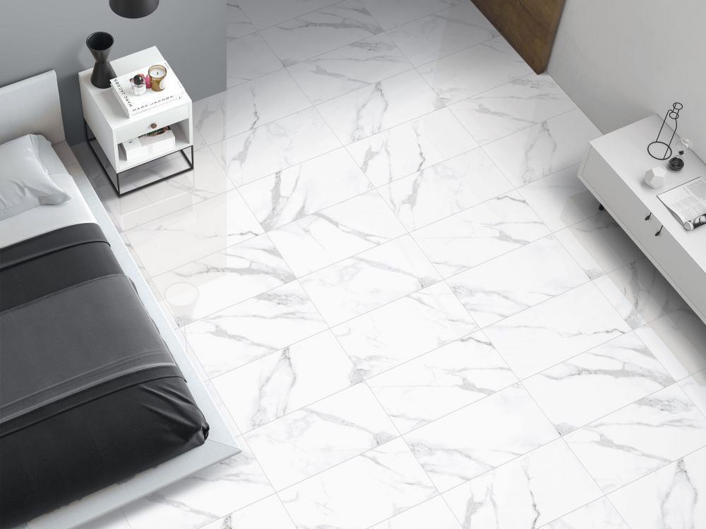 Elysium - AGL 12 in. x 24 in. Polished Rectified Porcelain Tile - Statuario floor installation