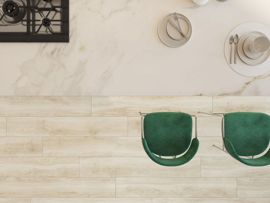 Elysium - Helsinki 10 in. x 60 in. Porcelain Tile - Blanco floor installation