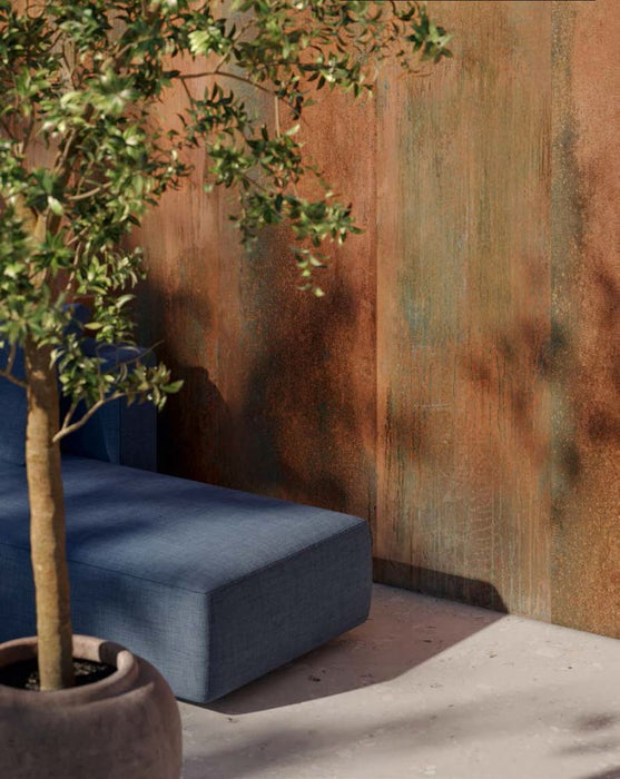 Elysium - Dripart 24 in. x 48 in. Matte Rectified Porcelain Tile - Copper wall installation