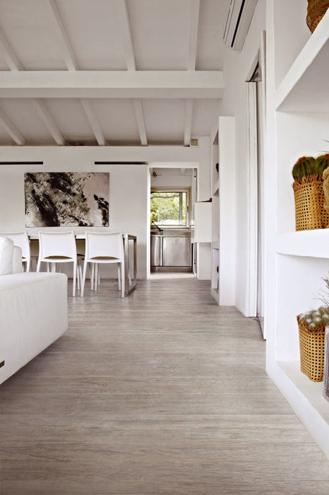 Elysium - Selection Oak Series - 6 in. x 48 in. Matte Porcelain Tile - Grey floor installation
