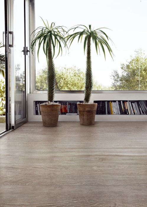 Elysium - Selection Oak Series - 8 in. x 48 in. Matte Porcelain Tile - Grey floor installation