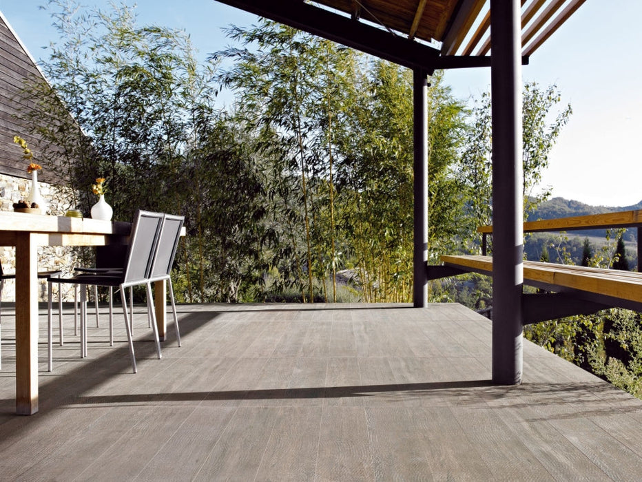 Elysium - Selection Oak Series - 8 in. x 48 in. Matte Porcelain Tile - Grey floor installation