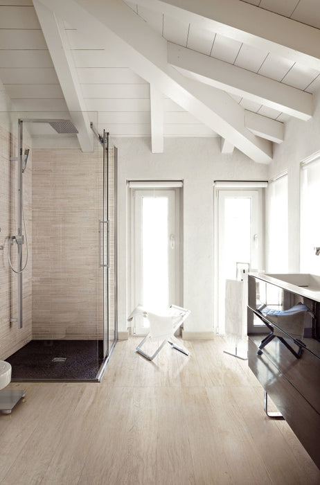 Elysium - Selection Oak Series - 11 in. x 71 in. Matte Porcelain Tile - White floor installation