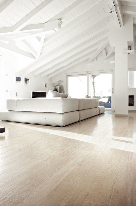 Elysium - Selection Oak Series - 8 in. x 48 in. Matte Porcelain Tile - White floor installation