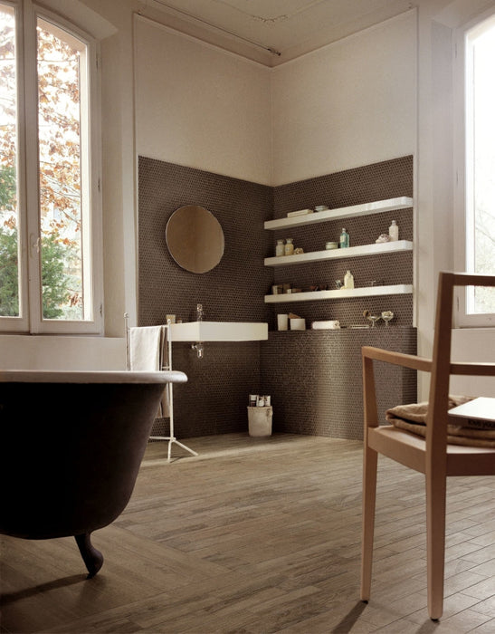 Elysium - Selection Oak Series - 8 in. x 48 in. Matte Porcelain Tile - Amber floor installation